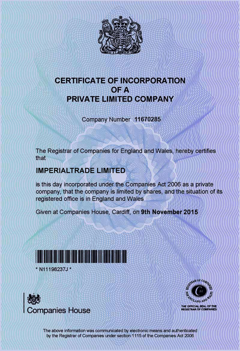 certificate of incoporation